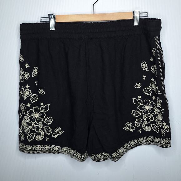 Elie Tahari Embroidered Shorts Women XL Linen Blend Boho Resort Pull On Vacation - Picture 9 of 10